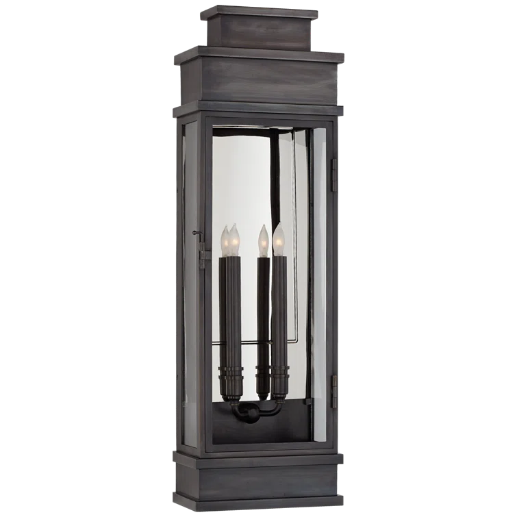 Elegant Bronze and Black Dimmable Lantern Wall Light
