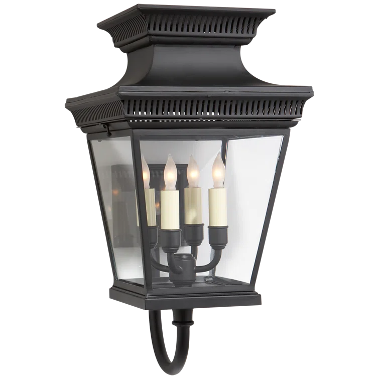 Elsinore Matte Black Medium Steel and Glass Outdoor Lantern