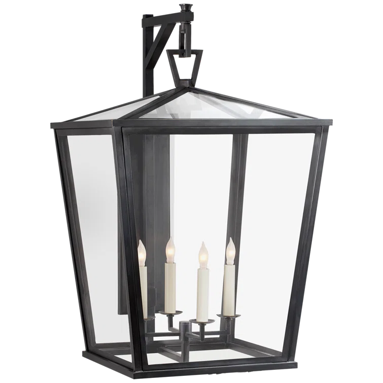 Chapman & Myers Dimmable Bronze Black Lantern Sconce, 28.25"H