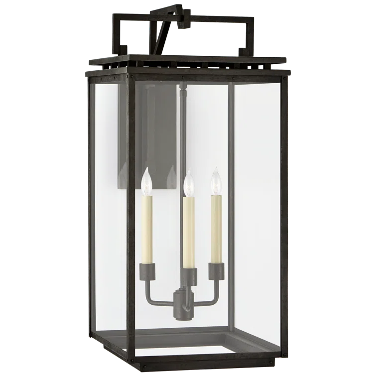 Black Iron 27.75" Dimmable Lantern Sconce