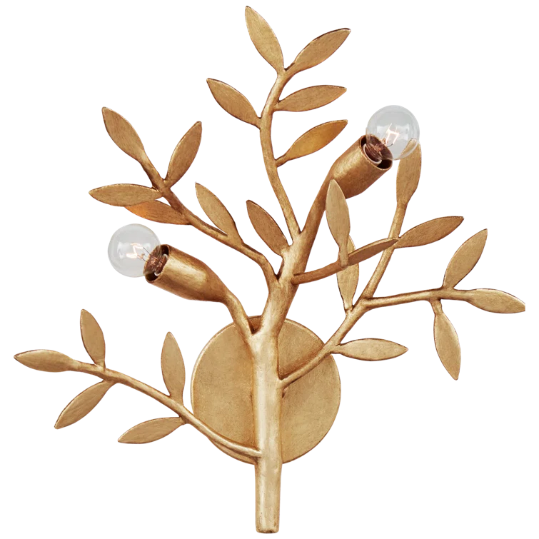 Antique Gold Leaf Branch Style Dimmable Sconce