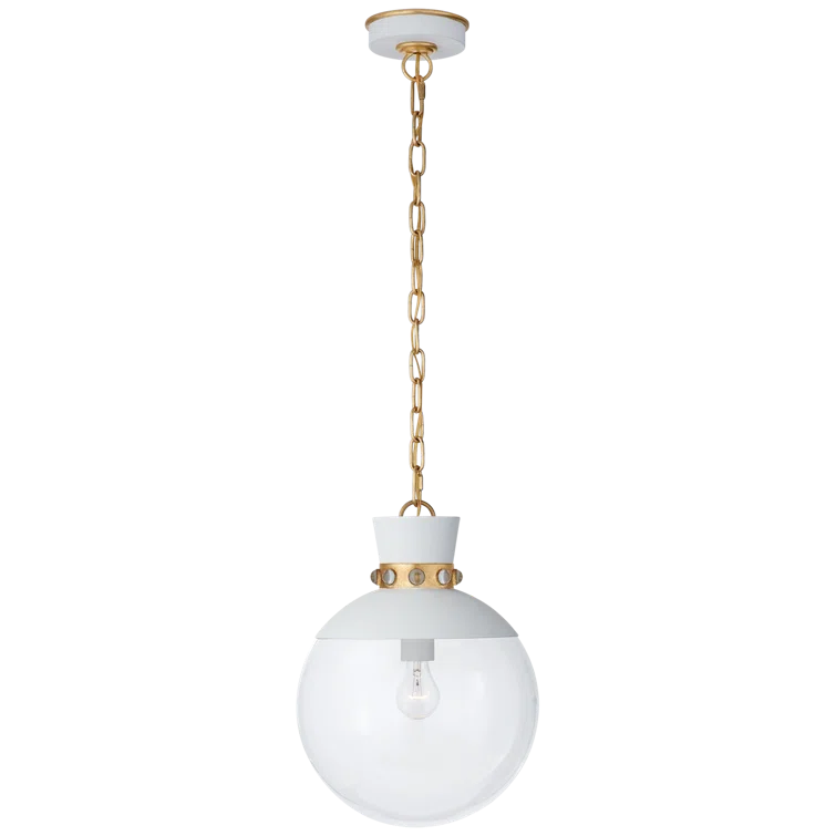 Lucia 17.5'' Gold Globe Pendant with White Gild Glass