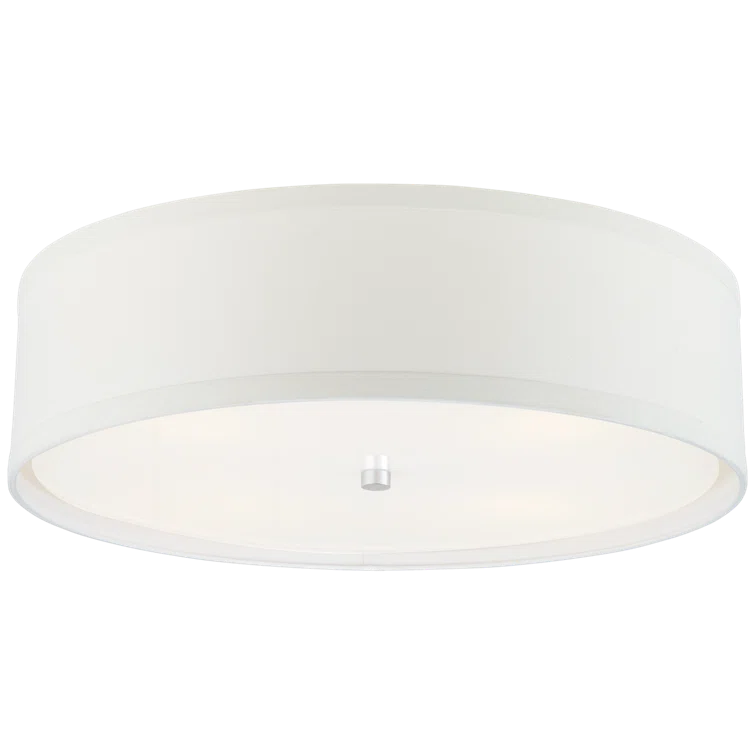 Walker 24" Burnished Silver Leaf Drum Ceiling Light with Cream Linen Shade