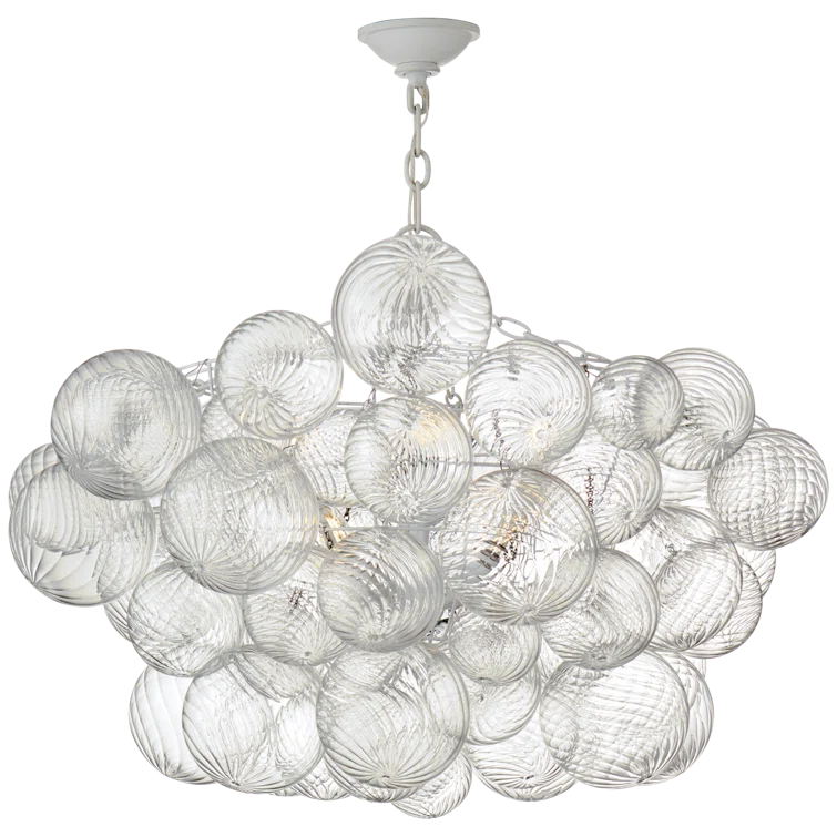 Talia Plaster White and Clear Glass 8-Light Chandelier