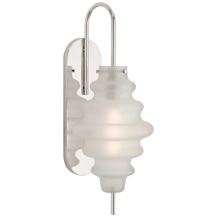 Keyless Polished Nickel Sconce with Volcanic Glass Shade