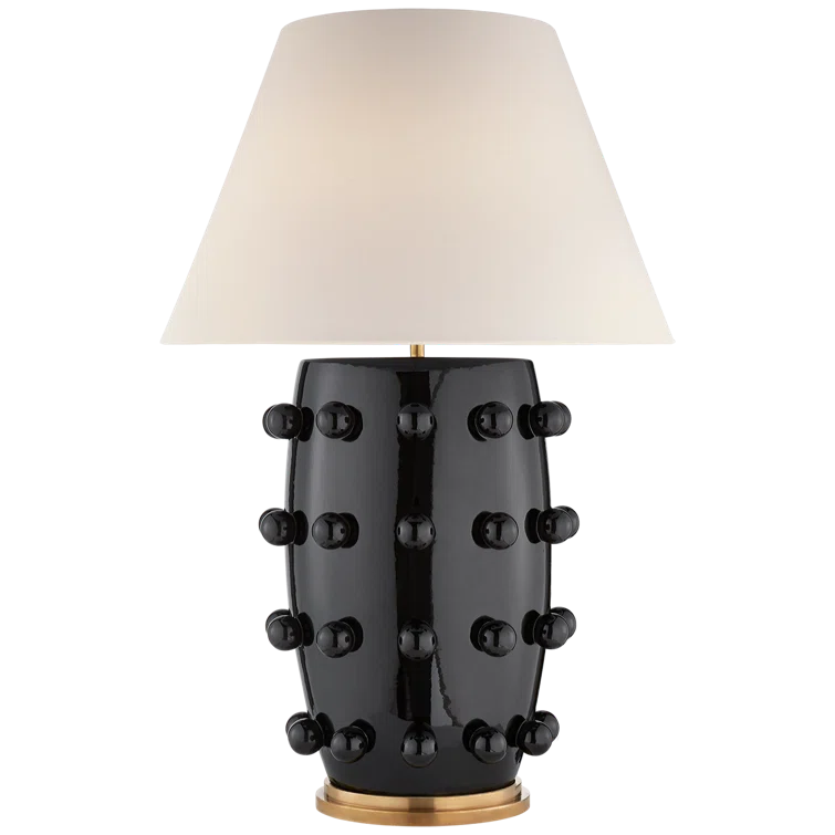 Linden Black Porcelain Outdoor Table Lamp with Orb Accents