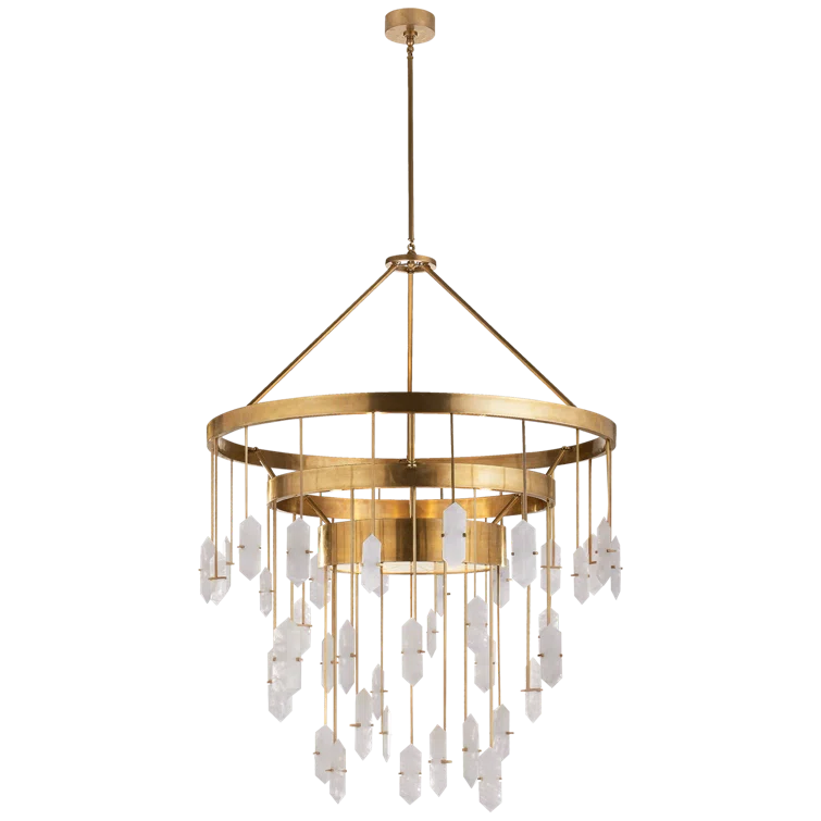 Elegant 48" Brass and Crystal 6-Light Plug-in Chandelier