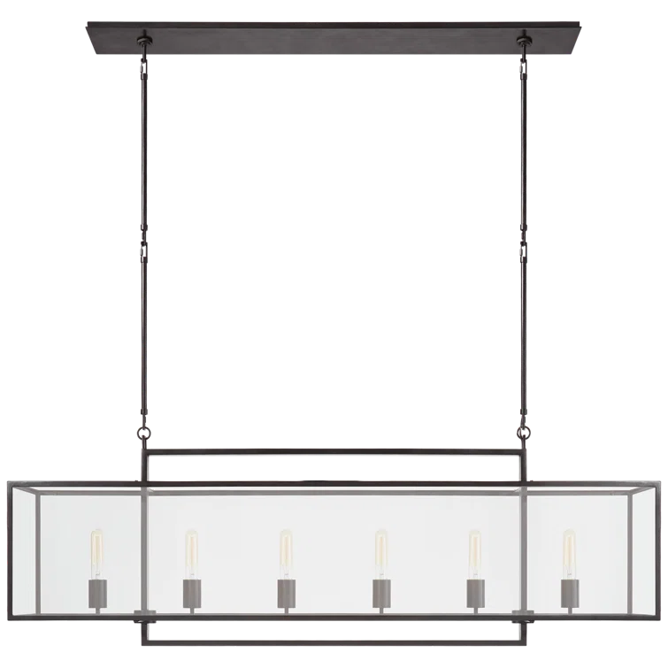 Halle 56'' Aged Iron and Nickel Glass Linear Chandelier