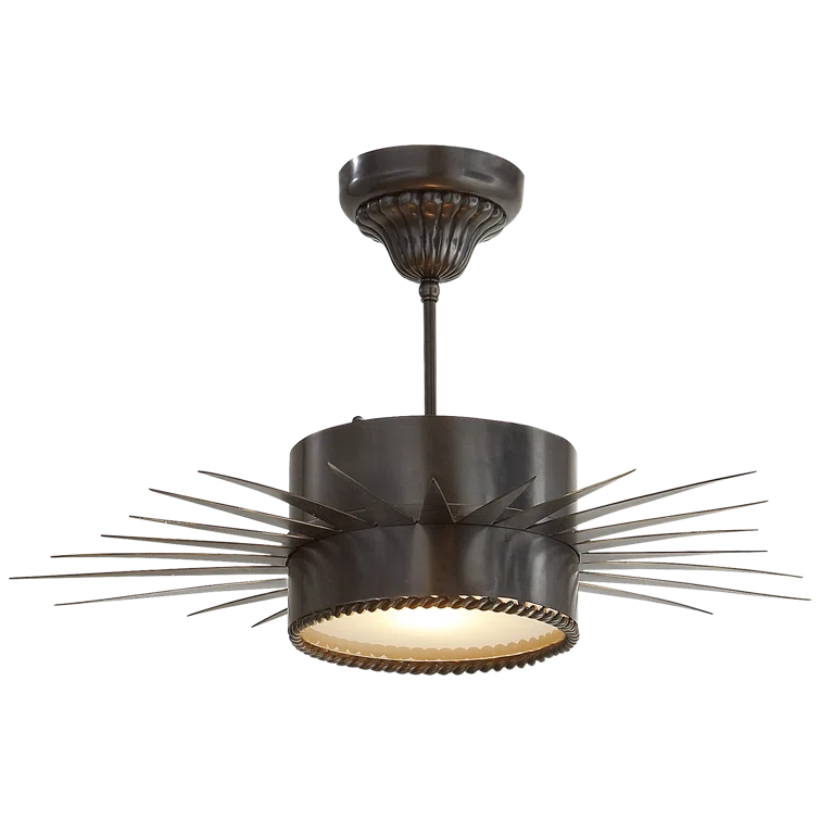 Bronze Drum Indoor/Outdoor Semi Flush Mount Light
