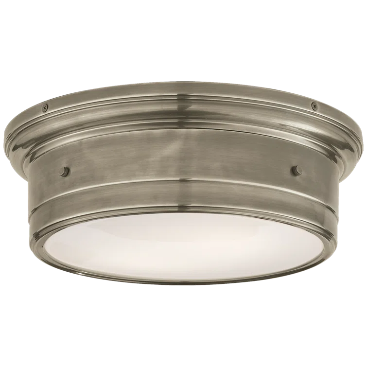 Siena Rivet-Detailed 11.75" Polished Nickel Ceiling Light with White Glass