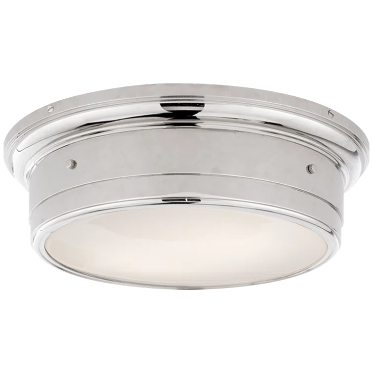 Siena Coastal Industrial 11.75" Polished Nickel & Glass Flush Mount Light