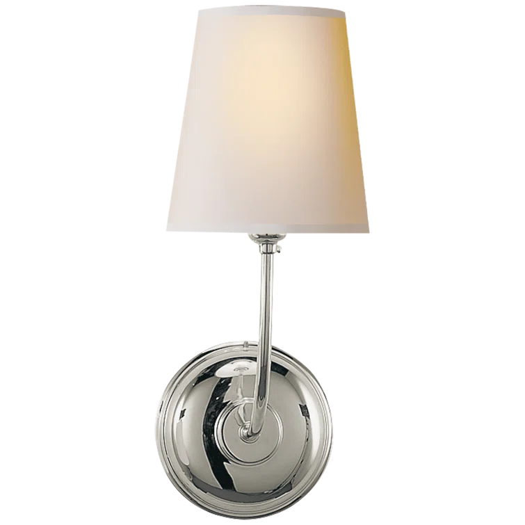 Polished Nickel Fabric Shade Dimmable Wall Sconce