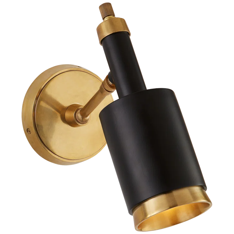 Antique Brass and Black Adjustable Wall Sconce