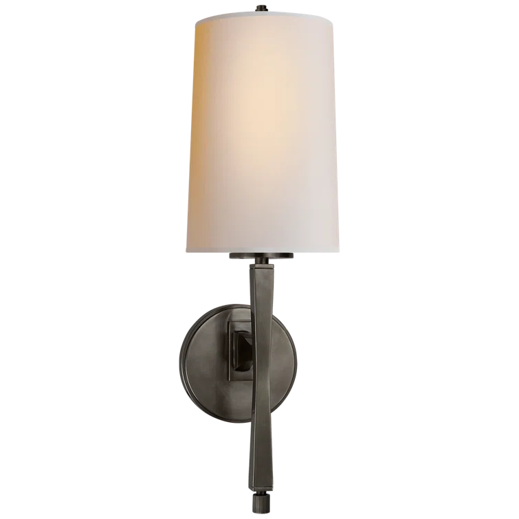Edie Classic 18.5" Black and Bronze Wallchiere with Linen Shade