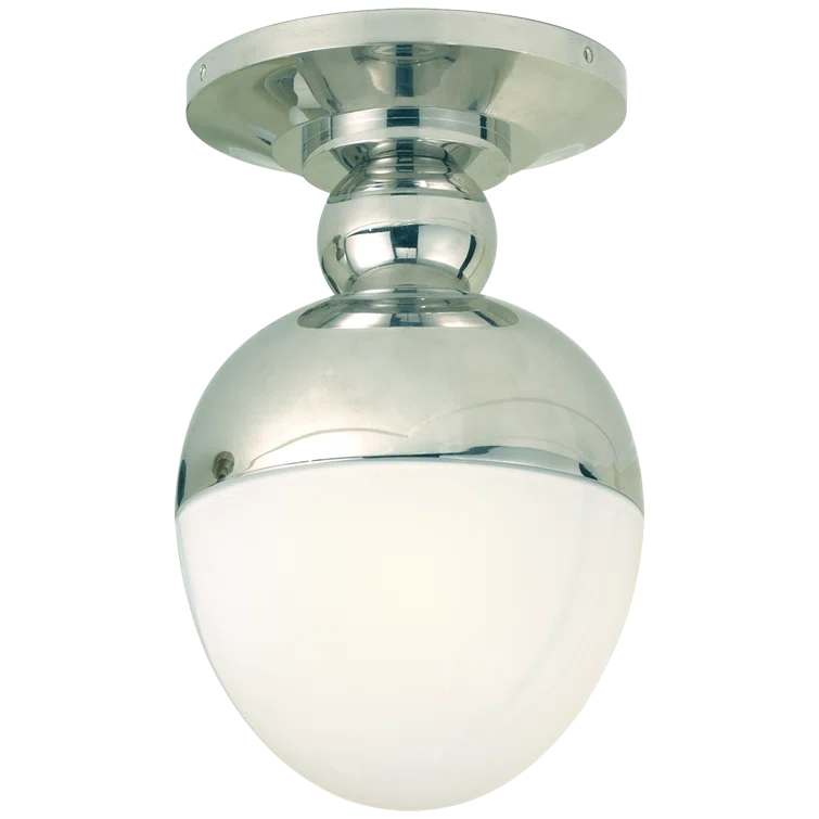 Sophisticated Polished Nickel 12.75" Clark Flush Mount with White Glass