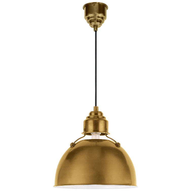Eugene Hand-Rubbed Antique Brass 15" Indoor/Outdoor Bowl Pendant