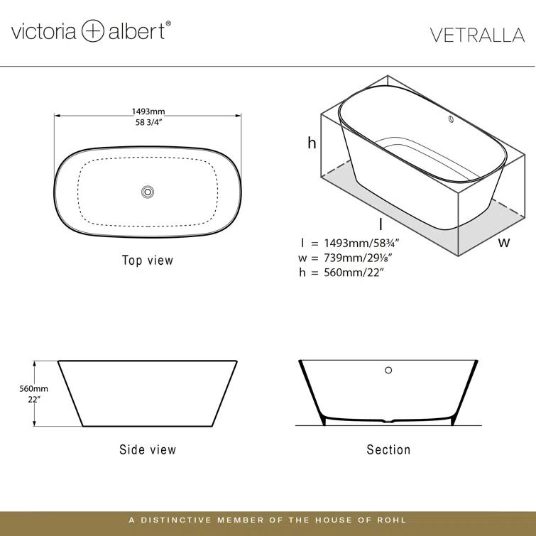 Vetralla 59" x 29" Freestanding Soaking Bathtub