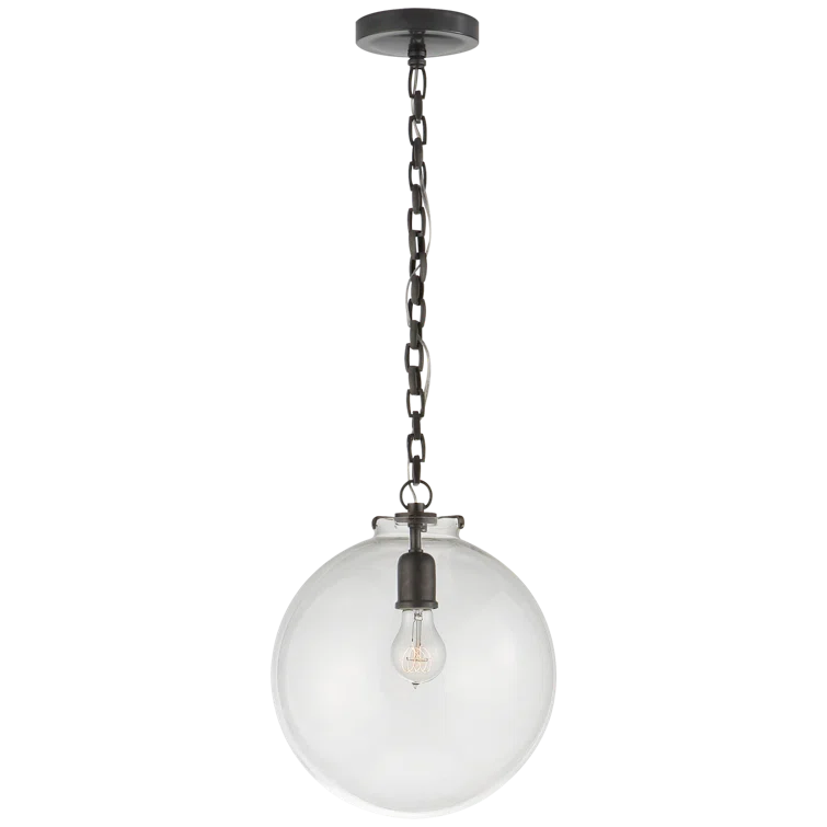 Bronze Globe Pendant with Clear Glass - Indoor/Outdoor Lighting