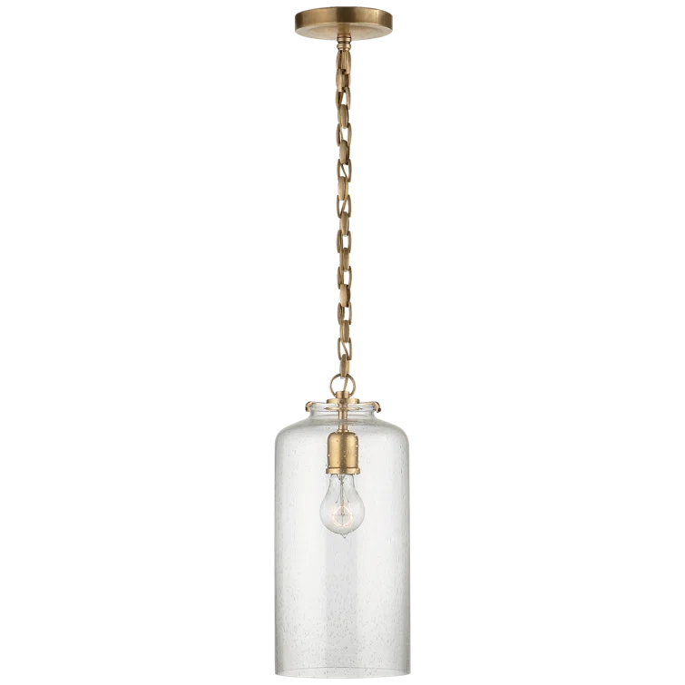 Hand-Rubbed Antique Brass Glass Pendant Light