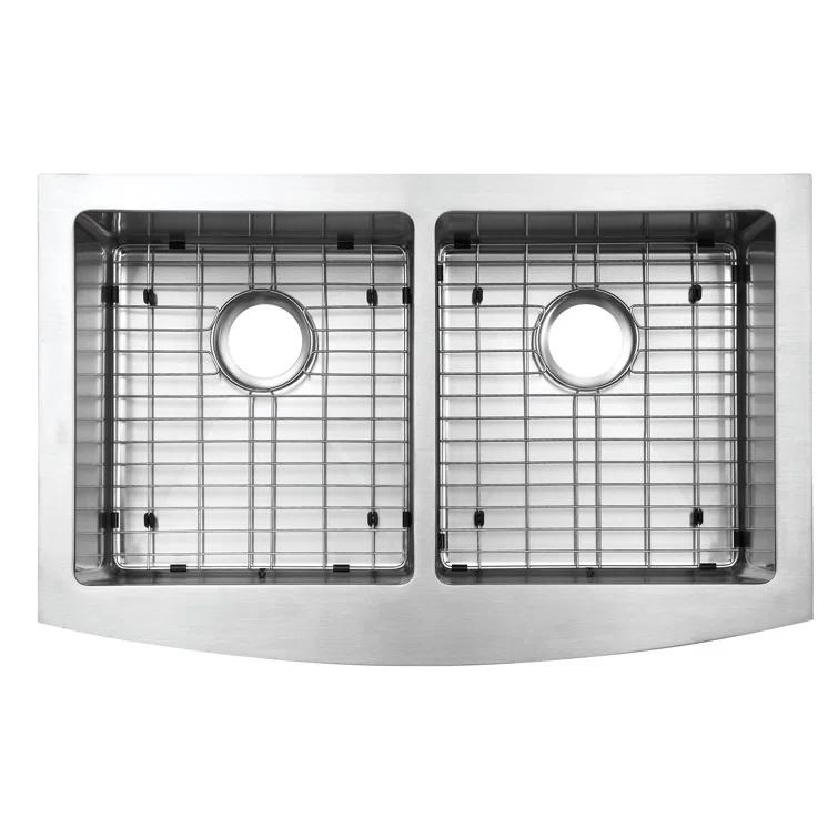 Belleville 33'' L Farmhouse / Apron Double Bowl Stainless Steel Kitchen Sink