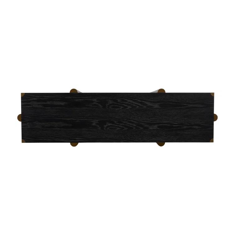 Fiona 64.5'' Black Cerused Oak and Brass Modern Console Table