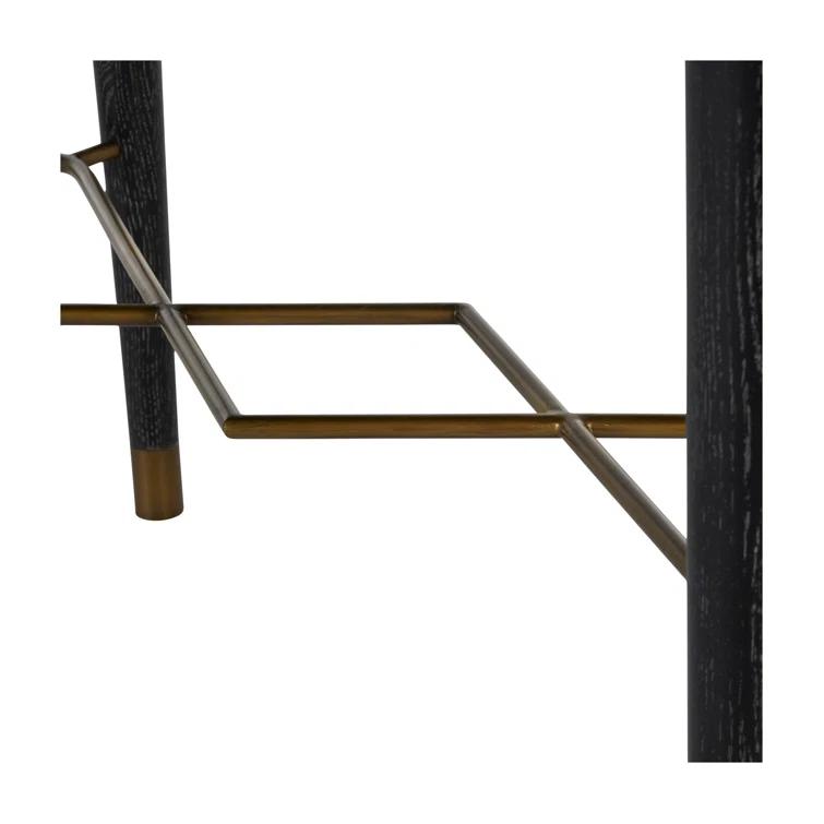 Fiona 64.5'' Black Cerused Oak and Brass Modern Console Table