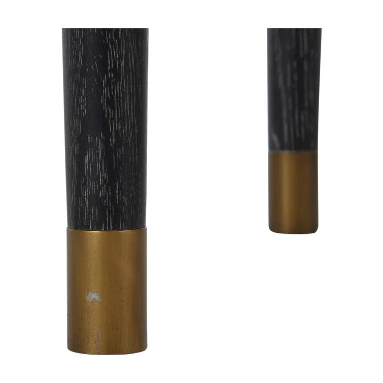 Fiona 64.5'' Black Cerused Oak and Brass Modern Console Table