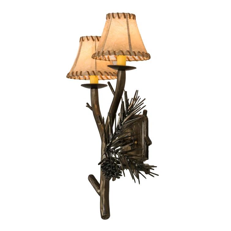 Rustic Lodge Steel Candle Wall Light