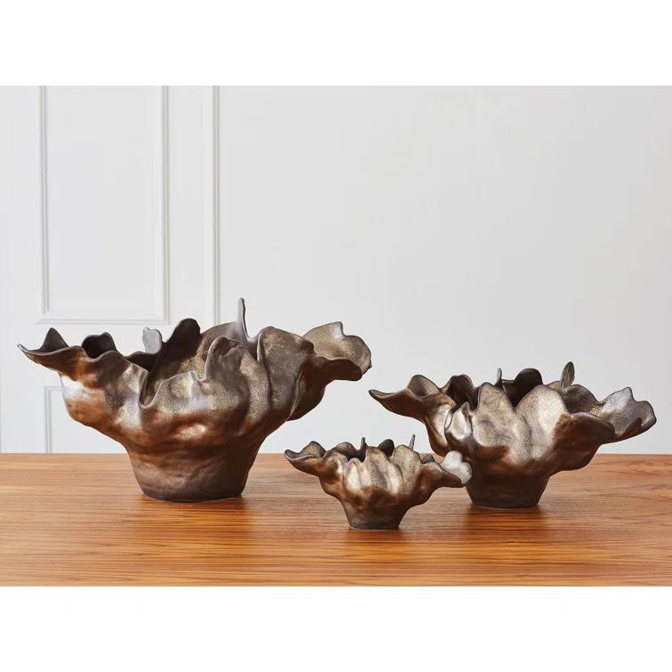 Handcrafted Bronze Ceramic Decorative Bowl, Small Size