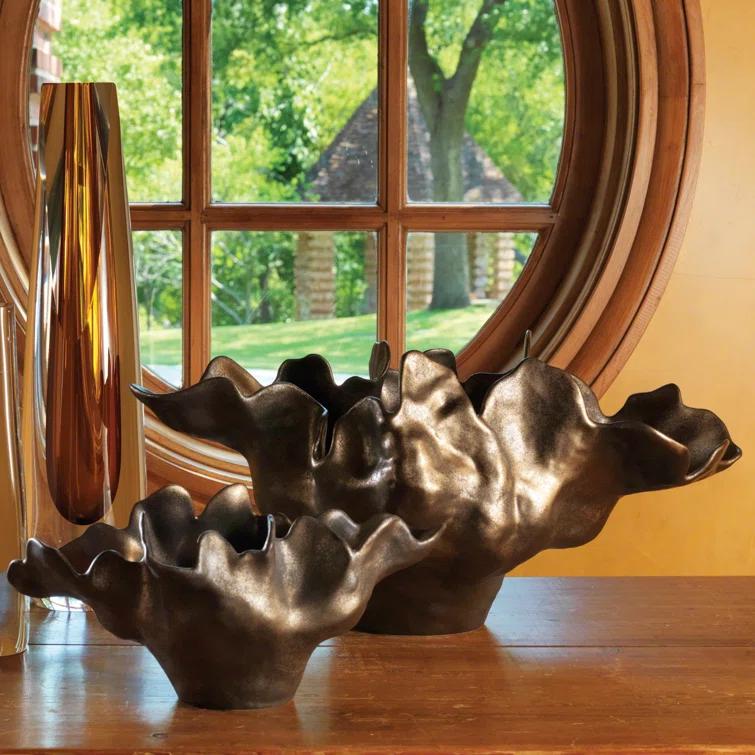 Handcrafted Bronze Ceramic Decorative Bowl, Small Size