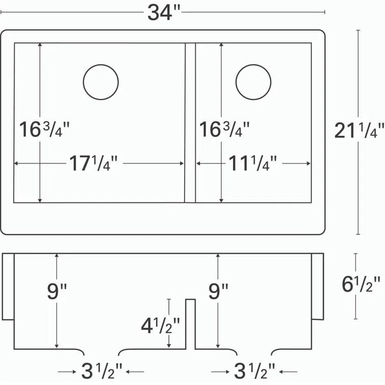 Karran Quartz 34'' X 21-1/4'' 60/40 Double Bowl Farmhouse/Apron Front Kitchen Sink Kit