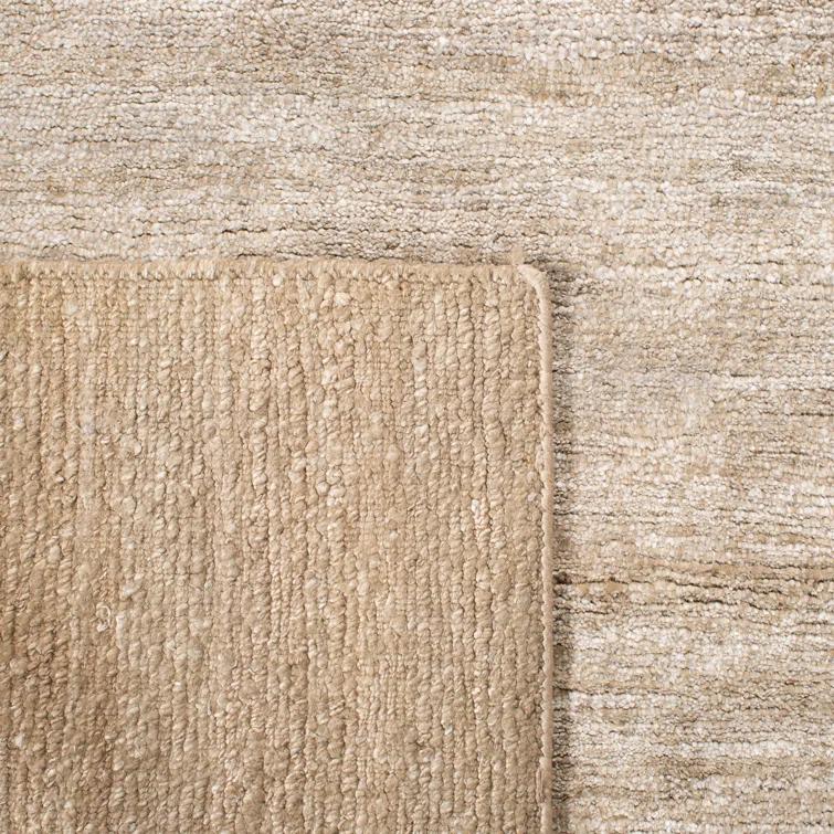 Pale Nutmeg Hand-Knotted 4' x 6' Oriental Viscose-Cotton Rug