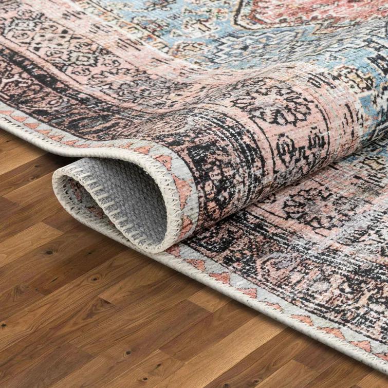 Eustice Oriental Light Blue Area Rug