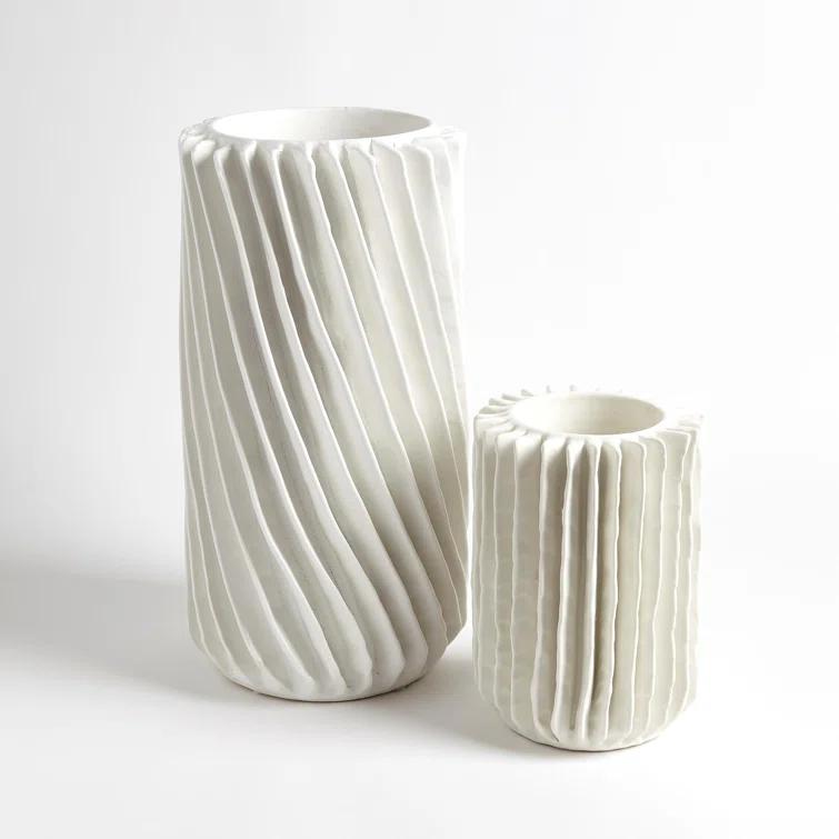 Global Views Radiator Swirl Vase-Matte White-Lg
