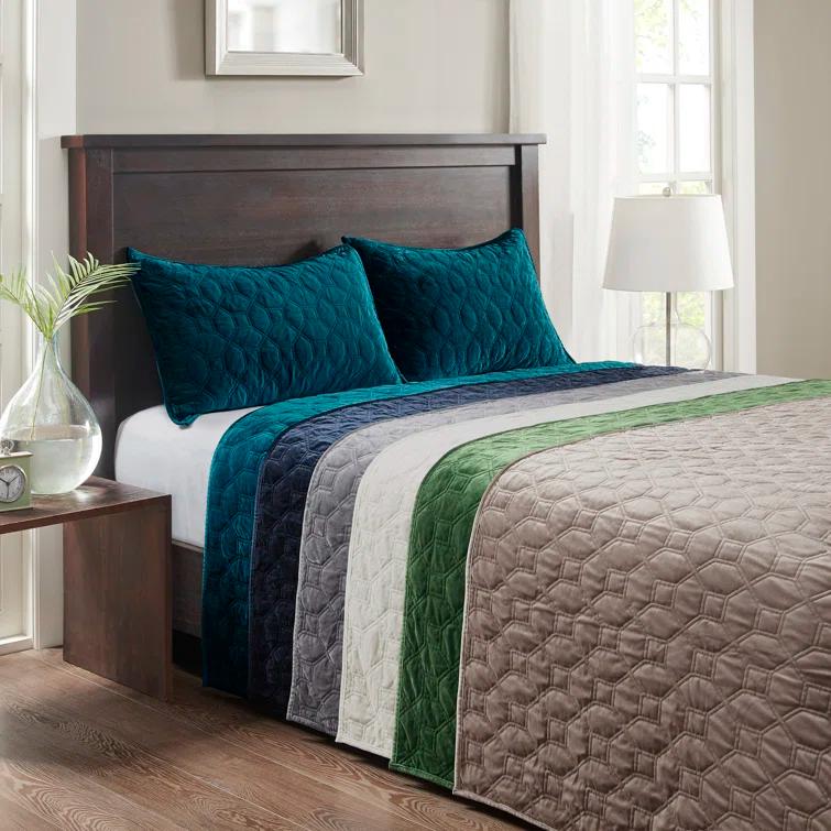Madison Park Harper 3 Piece Velvet Quilt Set