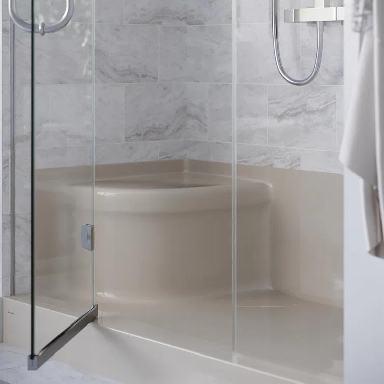 Swiss Madison Aquatique 60" x 32" Single Threshold Shower Base With Right Hand Drain and Integral Left Hand Seat  SM-SB538BV