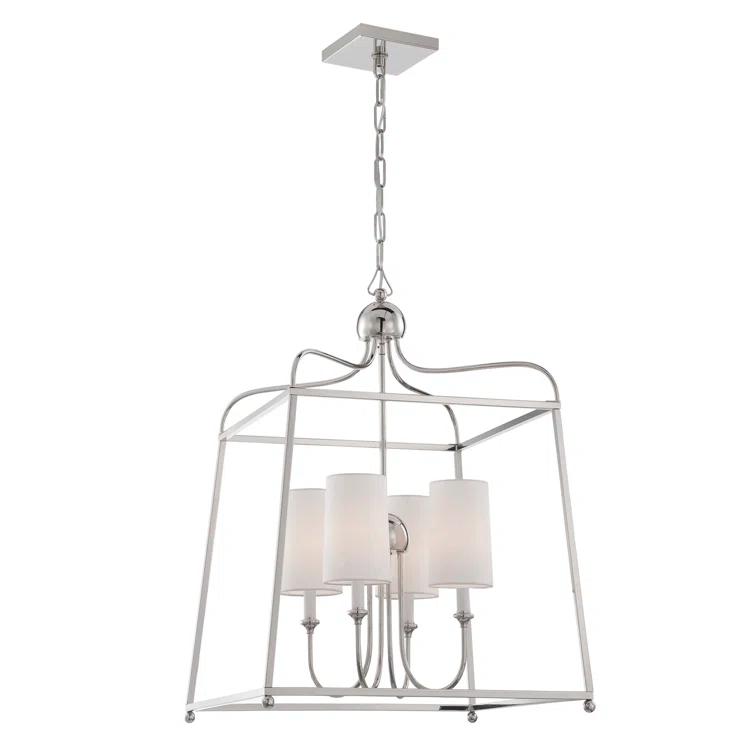 Four Light Chandelier With Linen Fabric Shades In Traditional Style 21.5 Inches Wide By 29.75 Inches High     -Traditional Installation Crystorama