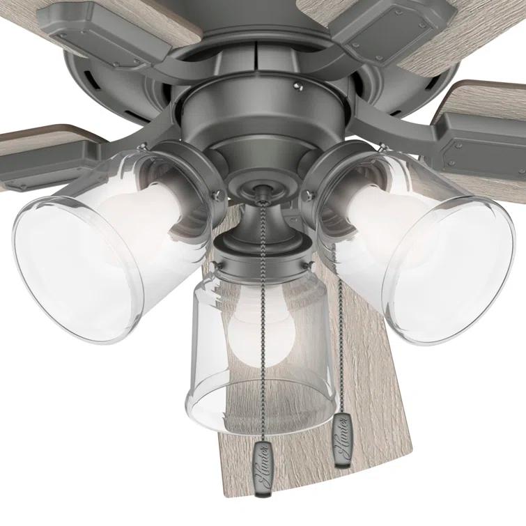 52" Crestfield 5 - Blade Modern Farmhouse Indoor Ceiling Fan with Light and Pull Chains