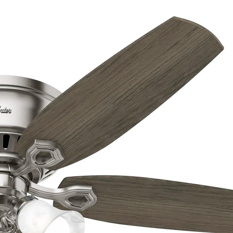 Builder Low Profile 52" 5 - Blade Flush Mount Ceiling Fan with Lights and Pull Chains