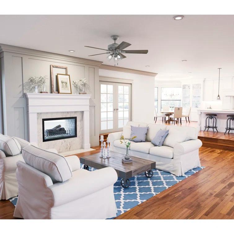 52" Crestfield 5 - Blade Modern Farmhouse Indoor Ceiling Fan with Light and Pull Chains