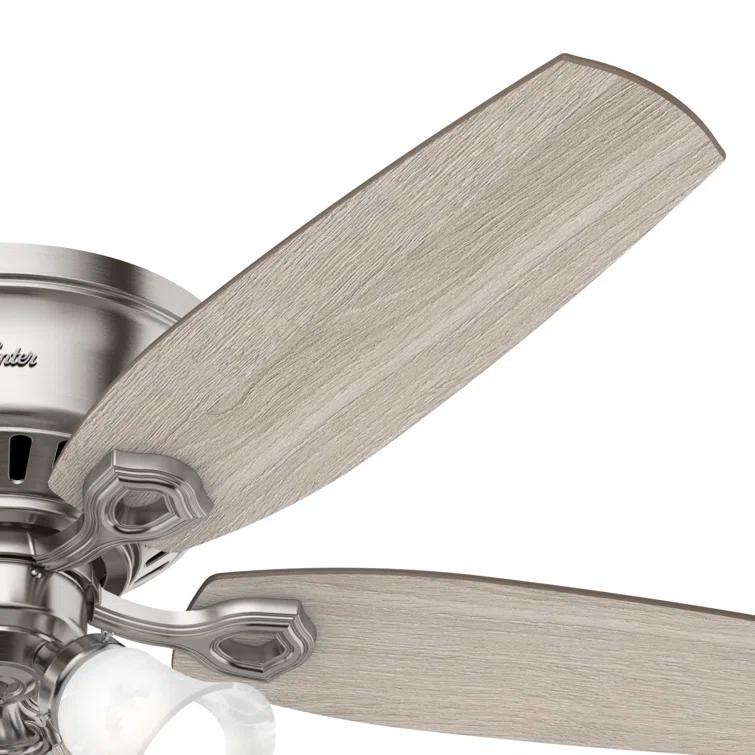 Builder Low Profile 52" 5 - Blade Flush Mount Ceiling Fan with Lights and Pull Chains