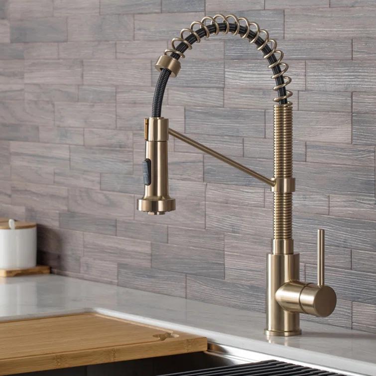 KRAUS Bolden Commercial Style 2-Function Single Handle Pull Down Kitchen Faucet with Soap Dispenser