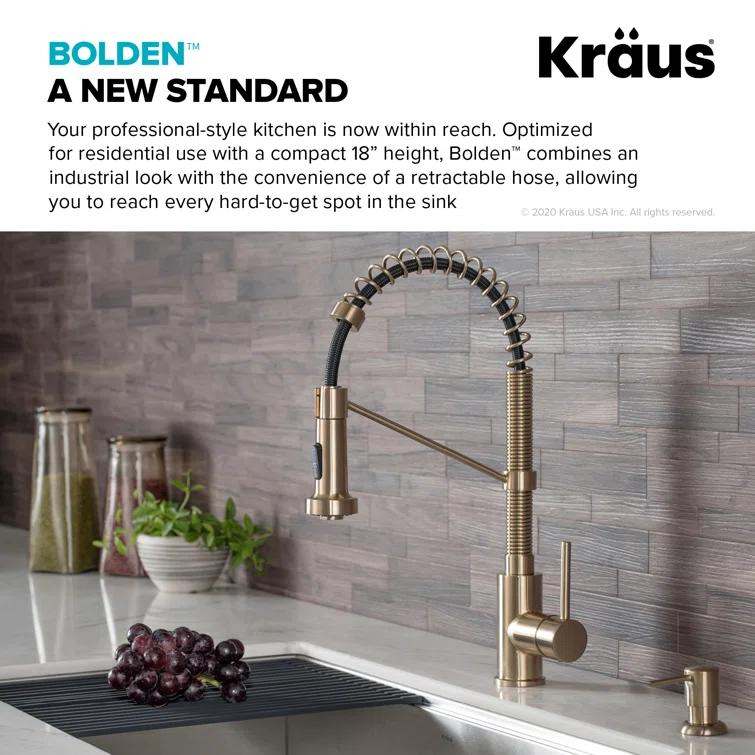KRAUS Bolden Commercial Style 2-Function Single Handle Pull Down Kitchen Faucet