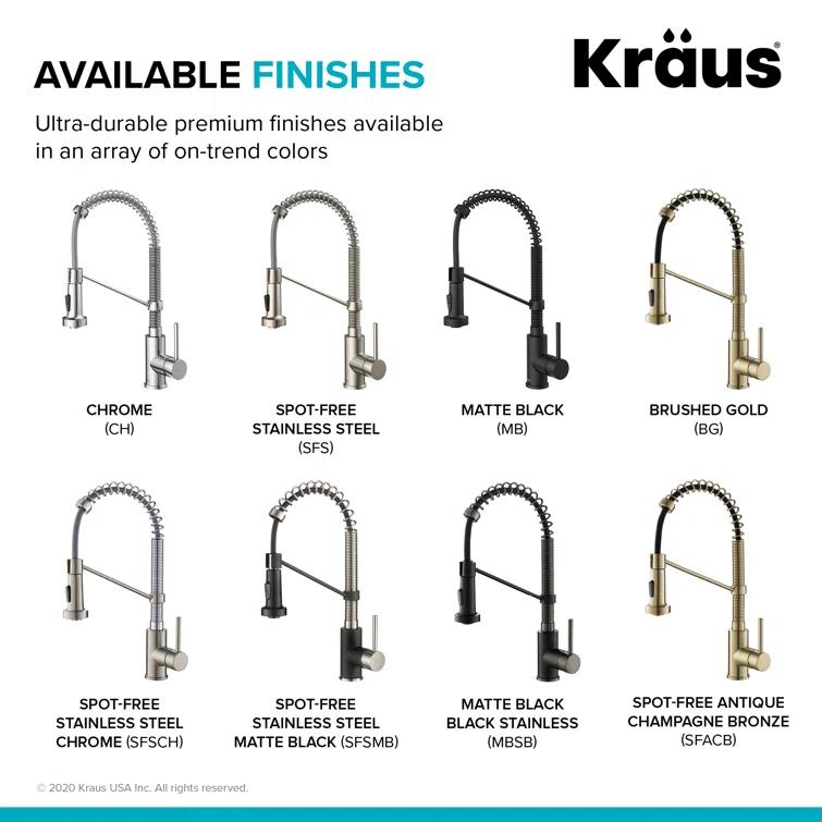 KRAUS Bolden Commercial Style 2-Function Single Handle Pull Down Kitchen Faucet