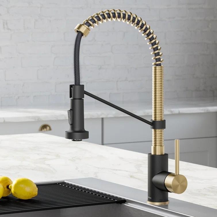 KRAUS Bolden Commercial Style 2-Function Single Handle Pull Down Kitchen Faucet with Soap Dispenser