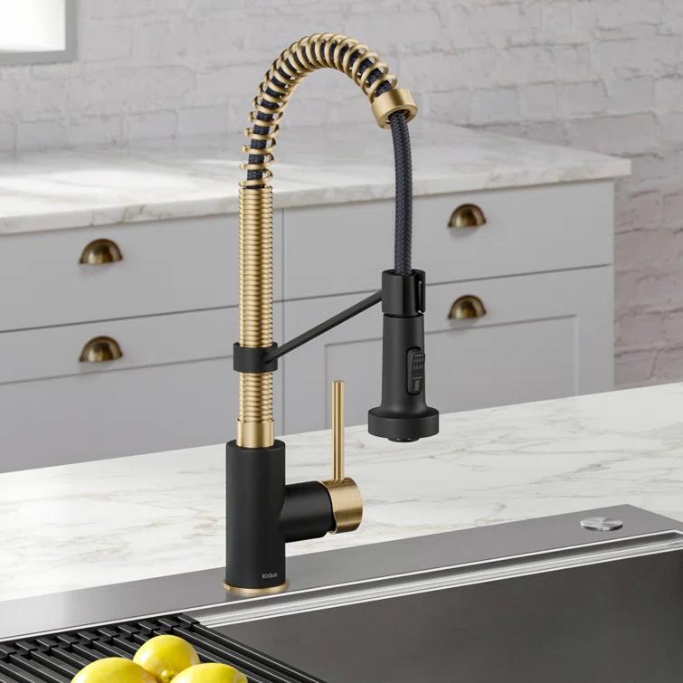 KRAUS Bolden Commercial Style 2-Function Single Handle Pull Down Kitchen Faucet with Soap Dispenser