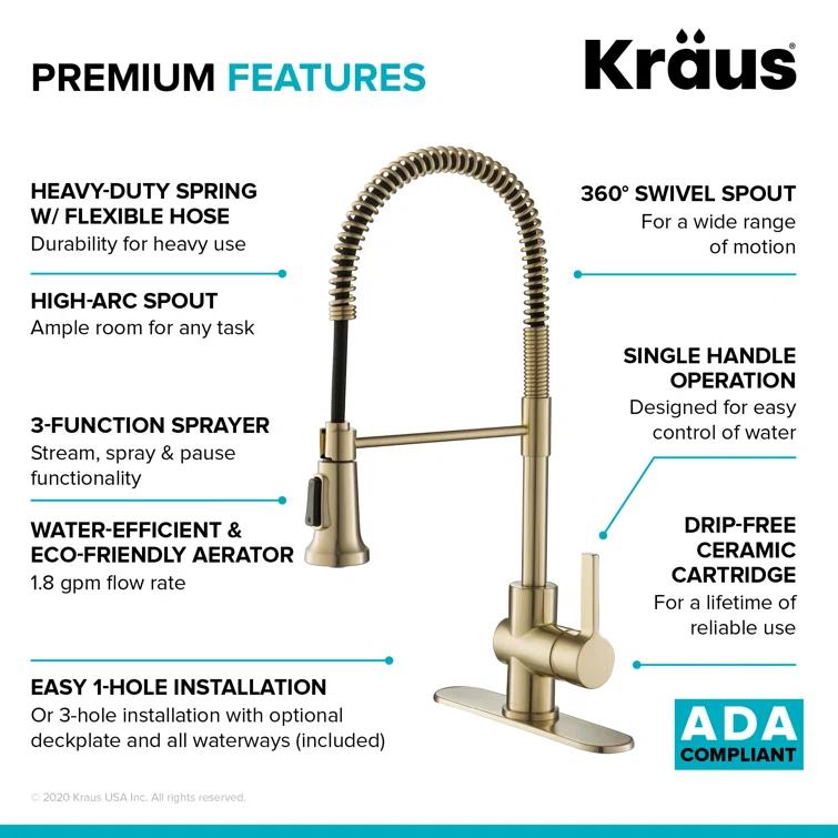 Britt Single Handle Commercial Kitchen Faucet with Dual Function Sprayhead