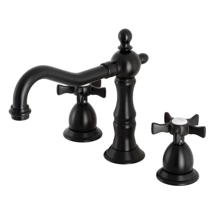 Kingston Brass KS1970NX Kingston Brass Hamilton Two-Handle 3-Hole Deck Mount Widespread Bathroom Faucet with Brass Pop-Up Drain
