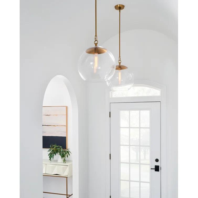 Polished Nickel 16" Globe Pendant Light with Clear Glass Shade