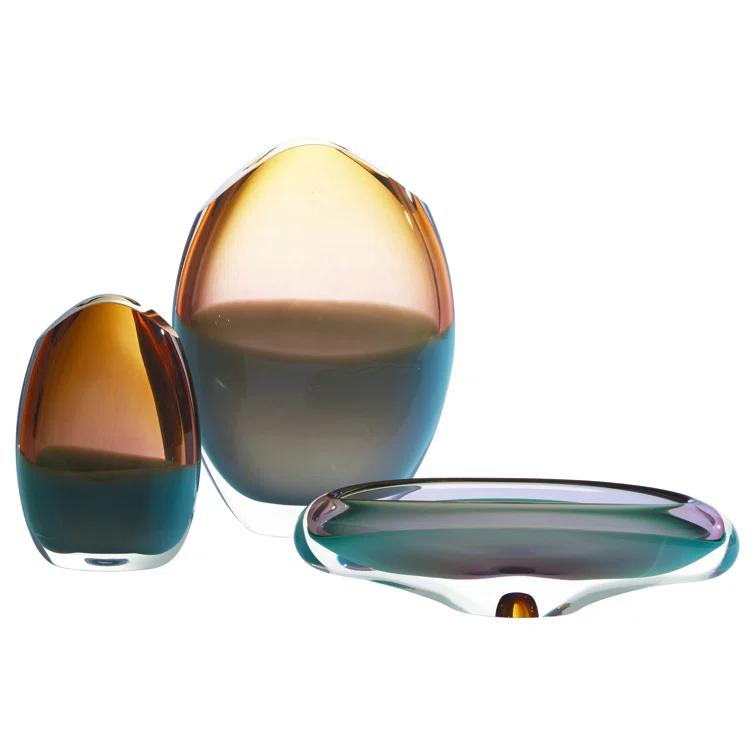 Global Views Oval Vase-Pistachio Amber